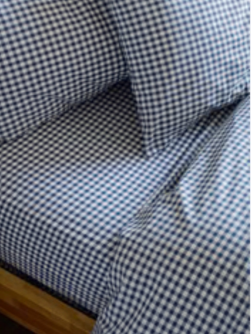 NEW Lands' End Blue Gingham Cotton Sheet Set